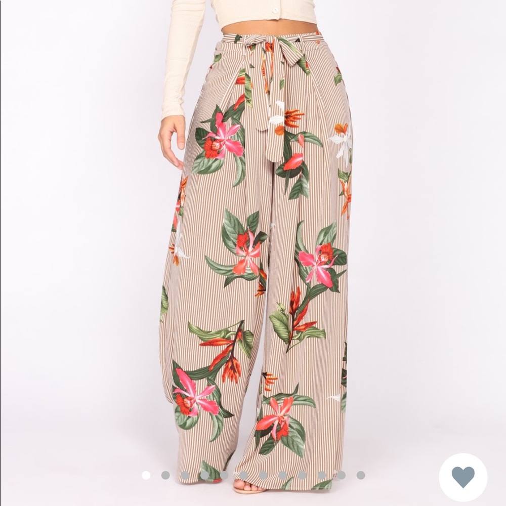 Floral wide leg pants